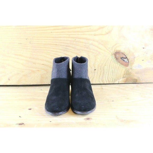 Toms Leila Womens 8 Suede Ankle Boots Zip Back Black Gray Tassel Block Heel Shoe - Picture 2 of 6